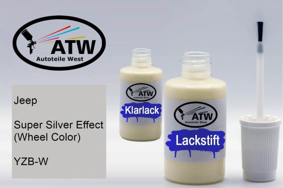 Jeep, Super Silver Effect (Wheel Color), YZB-W: 20ml Lackstift + 20ml Klarlack - Set, von ATW Autoteile West.